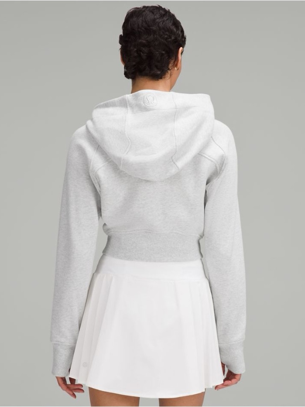 Lululemon Cropped Zip Hoodie in Light Gray - Women's Active Top - Picture 3 of 13